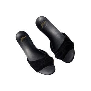 J.Crew Bedford Slide‎ Sandals Size 9 Womens Black Suede Bow Knot Slip On Flats